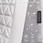 CAR PASS All White Bling Diamond Leather Car Seat Covers Full Sets,Waterproof Shining Glitter Sparkly Crystal Universal Fit for Automotive Truck SUV Cute Women Girl Airbag Compatable,Sliver Rhinestone
