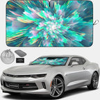 1-Piece Windshield Sun Shade - Foldable Car Front Window Sunshade for Cars SUV Truck Heat Blocker Visor Protector Blocks Max UV Rays and Keeps Your Vehicle Cool (Small = 59 x 28.5 inches, Shower)