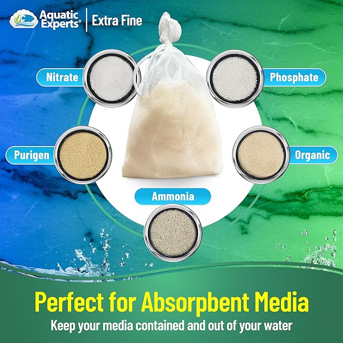 Aquatic Experts Extra Fine Aquarium Media Bag, Durable Drawstring Bags for Fish Tank Filters, 150 Micron Mesh, (Extra Fine, 3"x 4" - 4 Pack)