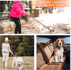 3-Piece Dog Car Harness Set - Retractable, Adjustable, Reflective Dog Seatbelt for Vehicle Headrests, Heavy Duty & High Elastic, Orange