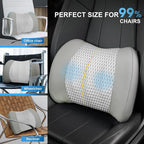 Memory Foam Lumbar Support Cushion Relieves Lower Back Pain for Car, Office Chair, and Wheelchair Use, 4D Mesh Cover, Gray