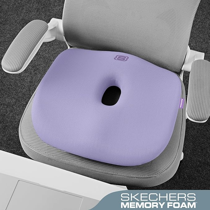 Skechers Seat Cushion Memory Foam,Donut Pillow Office Chair Cushion for Tailbone Pain Relief,Butt Pillow for Office Chair,Car seat Cushion,Long Sitting Office Workers,and Car Drivers,Purple