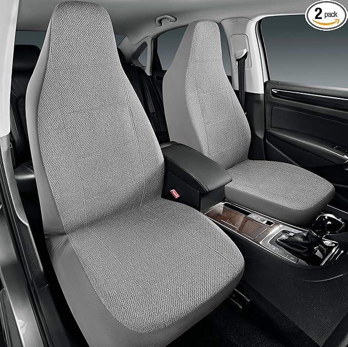 Road Comforts Car Seat Covers for Front Seat, High Back Heavy Duty Breathable Flax Seat Protector, Airbag, Not Seat Belt Compatible, Washable Seat Cover Fits for Most Cars, Trucks, SUVs, Vans