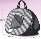 Necoichi Stress-Free Cat Travel Carrier Collapsible Gray White for 2 Cats, for Indoor Cats Small Medium Large Cats(Black)