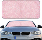 Windshield Sun Shade Foldable Car Front Window Covers for Car Accessories Sun Heat UV Rays Visor Protector Protection for Universal Cars SUV Truck(Pink Sequins)