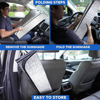 EcoNour Accordion Truck Windshield Sun Shade | Foldable Sun Visor with 4 Suction Cups | Reflective Automotive Windshield Shade Blocks UV Rays&Heat |Window Sun Blocker for Cool Interior - 66" x 31"