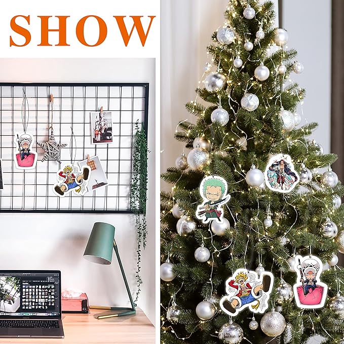 Pounchi Cool Anime Car Air Freshener Cards (4 Pack Refreshing Ice Scent) Anime Accessories for Car Interior Hanging Gift Rearview Pendant Supplies
