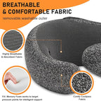 Travel Pillow - Hooded Neck Pillow Airplane Memory Foam Filling for Plane, Office, Cars Sleeping, Road Trip, Long Flights, Portable Plane Accessories, Includes Eye Mask & Earplugs (Full Blue)