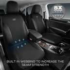 Skechers Car Seat Covers, Work Leather Seat Covers 5-Times Stronger Built-in Webbing, Oxford Fabric Seat Cover Full Sets, Airbag Compatible, Automotive Comfort for Cars, Trucks, SUVs,Black