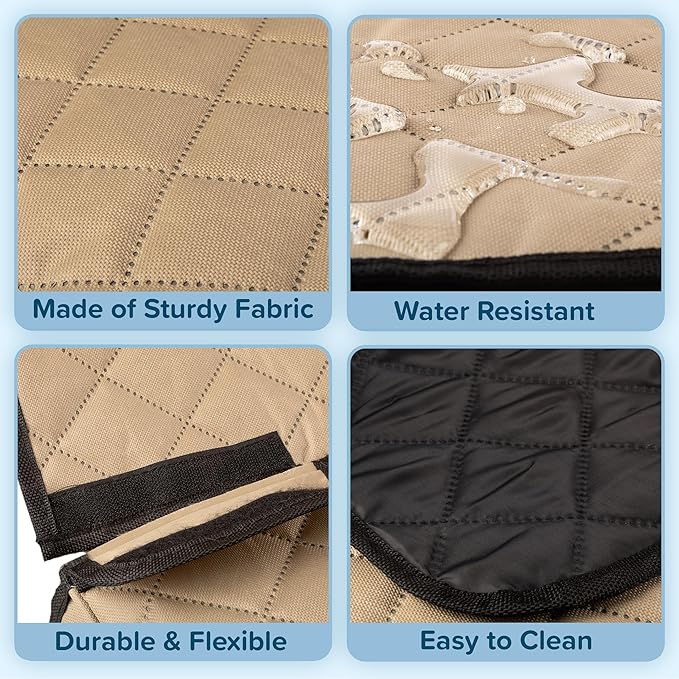 Dog Car Seat Cover for Back Seat - Water-Resistant Car Seat Protector for Cars, Trucks, and SUVs - Seat Cover Protects from Scratches, Mud, Pet Hair and Accidents - Car Accessories by PETMAKER (Beige)