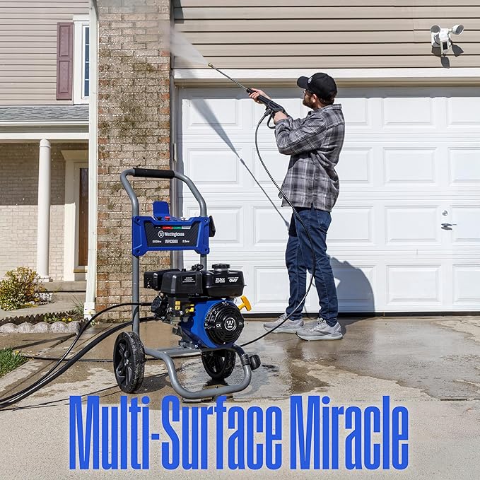 Westinghouse WPX3000 Gas Pressure Washer, 3000 PSI and 2.3 GPM, Spray Gun and Wand, 4 Nozzle Set, for Cars/Fences/Driveways/Homes/Patios/Furniture