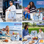 Fit & Fresh, 24-Can Soft Cooler Bag Insulated Leak-Resistant, Portable Soft Cooler, Large Cooler, Soft Sided Cooler Bag, Travel Cooler, Blue Gingham