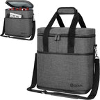 opux 6 Bottle Carrier Tote | Insulated Padded Wine Cooler Bag for Travel. Picnic, BYOB | Portable Leakproof Wine Tote Bag for Dinner, Party, Christmas, Wine Gift for Women, Men (Charcoal Gray)