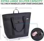 Jumbo Insulated Cooler Bag (Black) with HD Thermal Insulation - Premium, Collapsible Soft Cooler Makes a Perfect Insulated Grocery Bag, Food Delivery Bag, Travel Bag, Beach or Picnic Bags