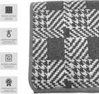 PuTian Merino Wool Blanket - 63" x 51" Thick Warm Soft Twin Bed Throw - Great for Camping, Outdoors, Travel, Car, Couch, All Seasons Houndstooth Grey