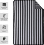 PuTian Merino Wool Blanket - 87" x 63" Thick Warm Soft Large Bed Throw - Great for Camping, Outdoors, Travel, Car, Couch, All Seasons Grey Stripe