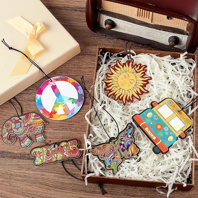 12 Pcs Scented Hippie Car Accessories - Cute Car Fresheners for Women & Men - Hanging Freshener for Interior Decoration