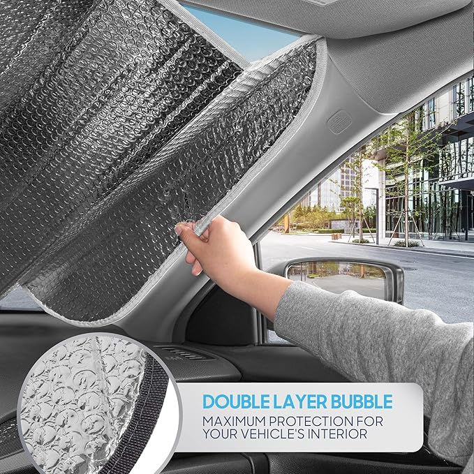 BDK Iridescent Mermaid, Hologram Foil, Chameleon Front Windshield Sun Shade, Double Bubble Accordion Folding Auto Sunshade for Car Truck SUV 58 x 27 Inch