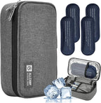 ALLCAMP Insulin Cooler Travel Case TSA Approved, Diabetic Medication Cooler Bag with 4 Ice Packs & Multi-Layer Storage, Portable Medical Cooler with Insulation Liner(Gray)