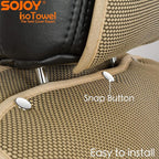 Sojoy IsoTowel Car Seat Cover, Microfiber Seat Protector with Quick-Dry Non-Slip Base,Car seat Protector for All Workouts, All-Weather Honeycomb Cloth (Tan)