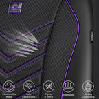 CAR PASS 3D Foam Mesh Leather Car Seat Covers Front Seats, Breathable Front Seat Cover for Cars, Comfortable Universal Fit for SUV Truck Sedan Automotive Anti-Slip Airbag Compatible, Black and Purple