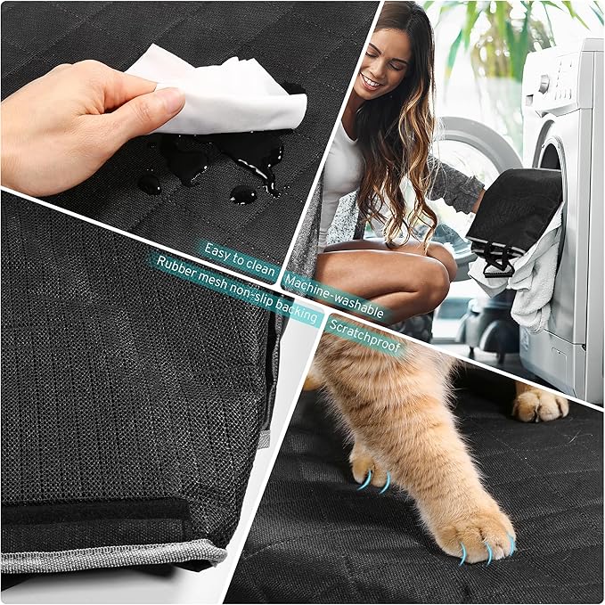 Dog Car Seat Cover Compatible with Toyota Tacoma/Chevy Colorado/Nissan Frontier/Hyundai Santa Cruz Back Seat Accessories 2000-2026, Waterproof Mid-Truck Pet Bench Backseat Covers with Non-Slip Backing