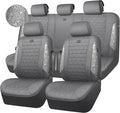 CAR PASS Gray Oxford Bling Diamond Car Seat Covers Full Set Interior Sets, Waterproof Shining Glitter Sparkly Crystal Universal Armrest Fit 95% Automotive Truck SUV Cute Women Girl, Gray Rhinestone