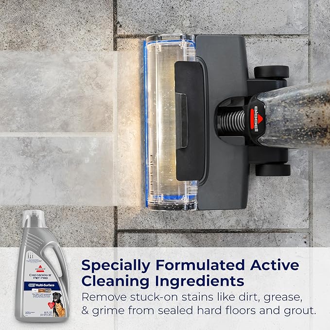 Bissell CrossWave PET PRO OXY Multi-Surface Formula, 4019G, 80 oz, Removes Stuck-On Stains like Dirt, Grease, and Grime from Sealed Hard Floors and Grout, Patented Odor Elimation Technology