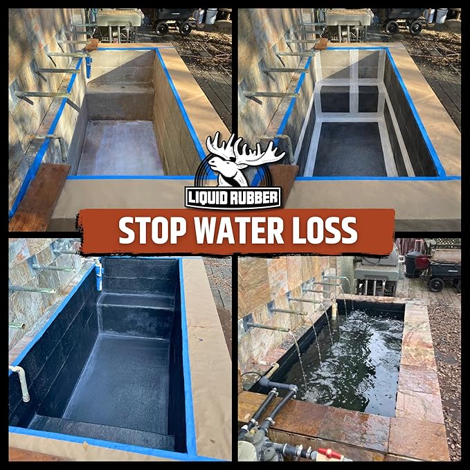 Liquid Rubber NeoPond Waterproof Pond Sealant - Fish and Plant Safe Waterproofing Membrane for Water Features Kit-Includes 5g Sealer, 1 Gallon EPDM Primer, 1Gal Multipurpose Cleaner, Seam Tape 4" x50'