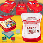 Disney Cars Lunch Bag for Kids Lightning McQueen Car Shaped Lunch Cooler Bag with Mesh Pocket Name Tag for School Snacks Travel Gifts for Kids