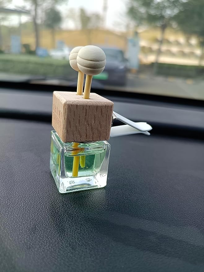 6Packs 8ml Empty Car Air Freshener Vent Clip, Clear Glass Essential Oil Diffuser Outlet Auto Perfume Aromatherapy Bottle Vials Fragrance Ornament Decor (6Packs)