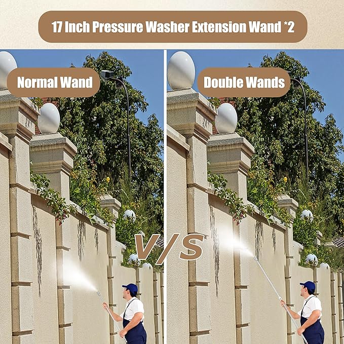 RIDGE WASHER Pressure Washer Extension Wand, 17 Inch Stainless Steel Power Washer Lance, 1/4 Inch Quick Connect, 2 Pack