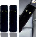 Black Cat Panther Seat Belt Strap Cover Pad, Cute Funny Interior Car Accessories Decor, for Auto Truck Pickup 2025, Artificial Soft Wool, Fluffy Shoulder Neck Cushion Protector, 2 PCS