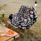 PuTian Merino Wool Blanket Camping Outdoor Blanket - 63" x 51" Bohemia Grey Great for Camping, Outdoors, Sporting Events, Survival & Emergency Kits -Super Soft Wool Blanket
