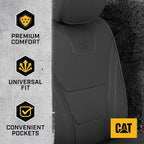 Cat® Edge Deluxe Car Seat Covers for Front Seats - Premium Black Faux Leather Seat Covers for Cars with Universal Fit, Rugged Automotive Seat Covers for Trucks, Interior Seat Covers for SUV