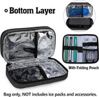CURMIO Insulated Insulin Cooler Travel Case, Double Layer Diabetic Supplies Storage Bag with Detachable Pouches for Diabetic Medication and Ice Packs, Black, Empty Bag Only