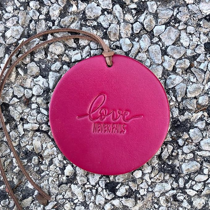 Air Flair | Leather Car Air Freshener | Love Never Fails (Fuchsia, 2) Warm Vanilla Sugar Scent