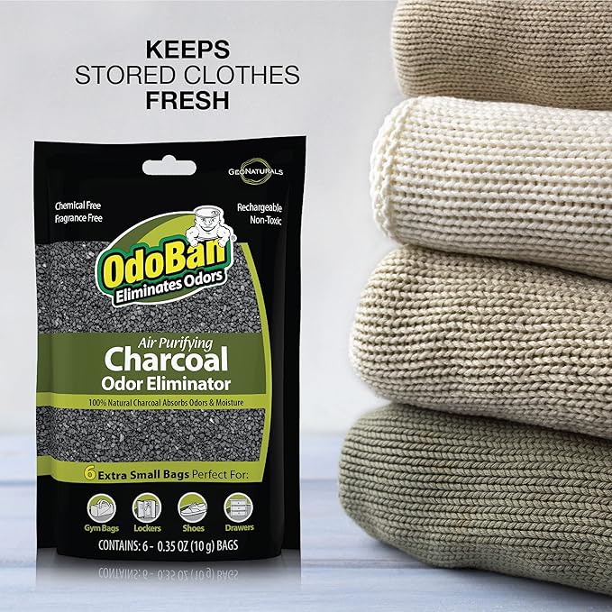 OdoBan Air Purifying Charcoal Natural Odor Eliminator, Non-Toxic Formula, Made in the USA, Fragrance Free, 10 Gram Bags, 72 Total