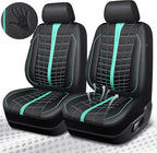 CAR PASS 3D Air Mesh Seat Covers for Car, Leather Car Seat Cover Front Seats, Breathable Foam Premium Leather Mesh Front Seat Covers Universal Fit for Cars Sedans Trucks Vans SUVs, Black Mint