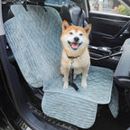 Dog Car Seat Cover for Front or Back Seat, Soft Flannel Pet Car Seat Protector with Waterproof Layer, Non-Slip Washable Dog Car Bed Mat for Travel (Bluegrey Front Seat)