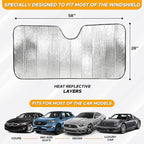 EcoNour Accordion Foldable Windshield Sun Shade | Premium Reflective Sun Visor for SUVs & Pickups Windshields | UV & Heat Reflective Sunshade with Durable Dual-Layer Design | Large (58 x 28)