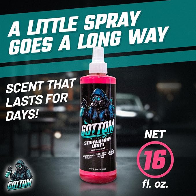 Gottom Air Freshener Spray - Long Lasting Odor Eliminator - 16 oz (Strawberry Drift) - Car Scent, Auto Odor Remover, Fresh Fragrance, Air Freshener for Trucks, SUVs, RVs & more
