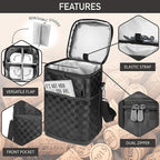 Opux 4 Bottle Insulated Wine Cooler Bag - Leakproof Padded Portable Wine Bottle Carrier for Travel Picnic, BYOB Gift (Black Square)