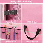 Car Trunk Organizer with Individual Cooler Bag - 3 Compartments Trunk Organizer for Car Collapsible Car Storage Organizer for SUV (Pink)