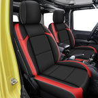 AOMSAZTO Custom Fit Seat Covers for Jeep Wrangler: JL 2018 2019 2020 2021 2022 2023 2024 4-Door Waterproof Leather Car Seats Cover Full Set