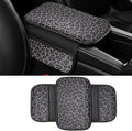 Dotesy Gray Cheetah Print Car Center Console Cover,Microfiber Leather Car Armrest Pad Cushion with 2 Storage Bags,Universal Car Armrest Storage Box Car Interior Accessories for Most Vehicles