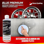 DURA-COATING TECHNOLOGY, Blue Premium Metal Polish - Perfect for Aluminum Wheels, Diamond Plate, Stainless Steel, Copper, Brass, & Nickel - 16oz Polish + 16oz Wheely Clean (Wheel and Tire Cleaner)