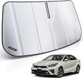 MZS Windshield Sun Shade Compatible with Forte 2019-2024, Foldable Car Front Window Sunshade with Storage Pouch, Sedan Sun Visor Shield Accessories for Interior Protector