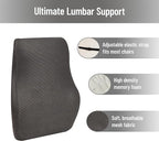 Mind Reader Air-Cloud Lumbar Cushion, Ergonomic Memory Foam Back Support Pillow for Office Chairs, Recliners, and Car Seats, Chiropractor-Recommended, Gray
