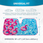BDK Pink Flamingo Floatie Front Windshield Sunshade Accordion Folding Style Auto Shade for Car Truck SUV Van Blocks UV Rays Sun Visor Protector Easy Setup Keeps Your Vehicle Cool - 58 x 27 inches